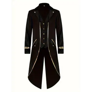 Steampunk Gothic Victorian Jacket Vintage Tailcoat Medieval Frock Coat Renaissance Costume For Men