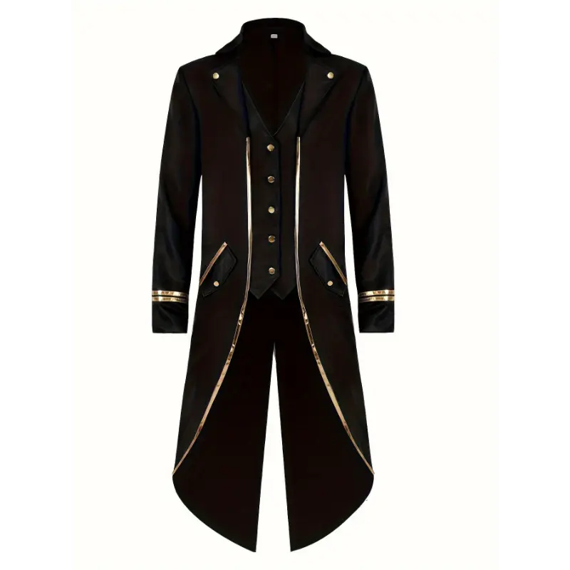 Steampunk Gothic Victorian Jacket Vintage Tailcoat Medieval Frock Coat Renaissance Costume For Men Collar Menswear Tops Long Sleeve