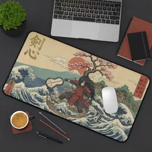 [Sale up to 50%] [Free Ship] Dark Anime Warlord Mouse Pad  Anime Aesthetic Extended Desk Mat  Gaming Keyboard & Mouse Pad, Non-Slip Stitched Edge