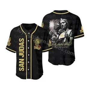 Mexico Virgen Mary Our Lady of Guadalupe Baseball Shirt San Judas Tadeo Mexican Jesus Jersey Unisex Athletic Fit Lightweight Polyester Button Front