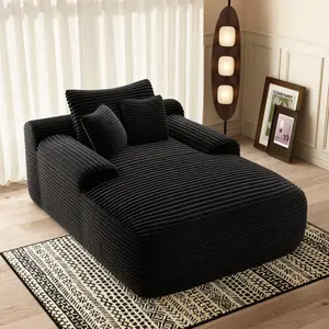 Eyisean 65" Corduroy Modern Chaise Lounge Chair, Comfy Boneless Couch with Wide Armrest & Pillows, Oversized Convertible Sleeper Sofa, Deep Seat Reading Chair for Living Room, No Assembly Required