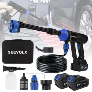 SEEVOLX 21V Cordless Pressure Washer - 1200PSI Max, LCD Display, 2 Batteries, Portable Power Cleaner for Car, Patio & Garden