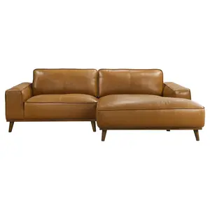 Clifton Tan Leather Sectional Sofa Right Facing Chaise Clifton Tan Leather Sectional Sofa Right Facing Chaise