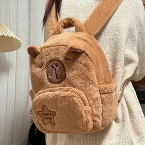 Cute Plush Capybara Backpack Fashion Rucksack Travel Casual Schoolbag Bookbag with Zipper for