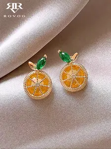 Sweet Cute Unique Lemon Design Ear Studs Earrings for Women, Perfect for Daily Wear & Festive Occasions, Stylish Jewelry Gift Idea