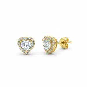 Ramona Studs | Moissanite Heart Halo Earrings