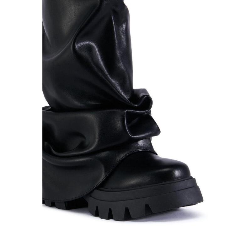 AZALEA WANG MATE BLACK RUCHED BOOT