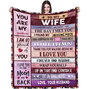 Anniversary Birthday Gift for Her Wife Gifts from Husband Romantic to My Wife Blanket for Valentines 80x60in