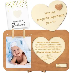 Will You Be My Godfather Proposal  Picture Frame Set, Padrino Proposal  in Spanish Godfather Card Ideas from Godchild, Wooden God Father Announcement Baptism Present