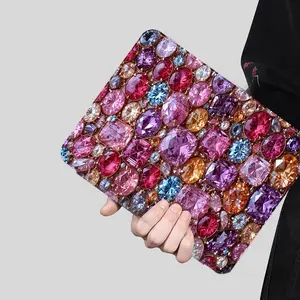 Gemstone Crystal Sparkle Design Tablet Case, Tablet Protective Cover, with Transparent Acrylic Y-Fold Stand, Anti-Drop Scratch-Resistant, Transparent Acrylic Back, Fits iPad 7.9/8.3/10.2/10.5/10.9/11 inch, Shock-resistant Full Cover Ideal for Office