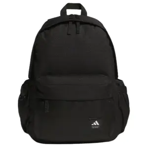 Adidas Material-Mix Backpack with Letter Logo Patchwork Design, Thermoplastic Elastomer, Unisex Couple Style, Black