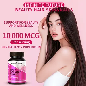 INFINITE FUTURE 8-in-1 Beauty Hair Skin & Nails Capsules 10,000mcg Biotin 90 Servings High Potency Pure Biotin Supplement for Hair Skin & Nails