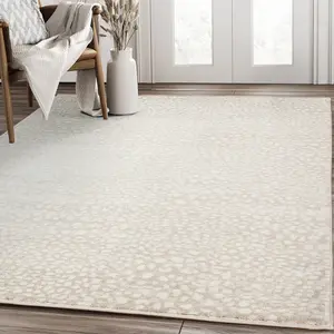 Abani Contemporary Cheetah Print Area Rug, Beige Cream - Living Room, Dining Room, Bedroom - Pet Kid Friendly
