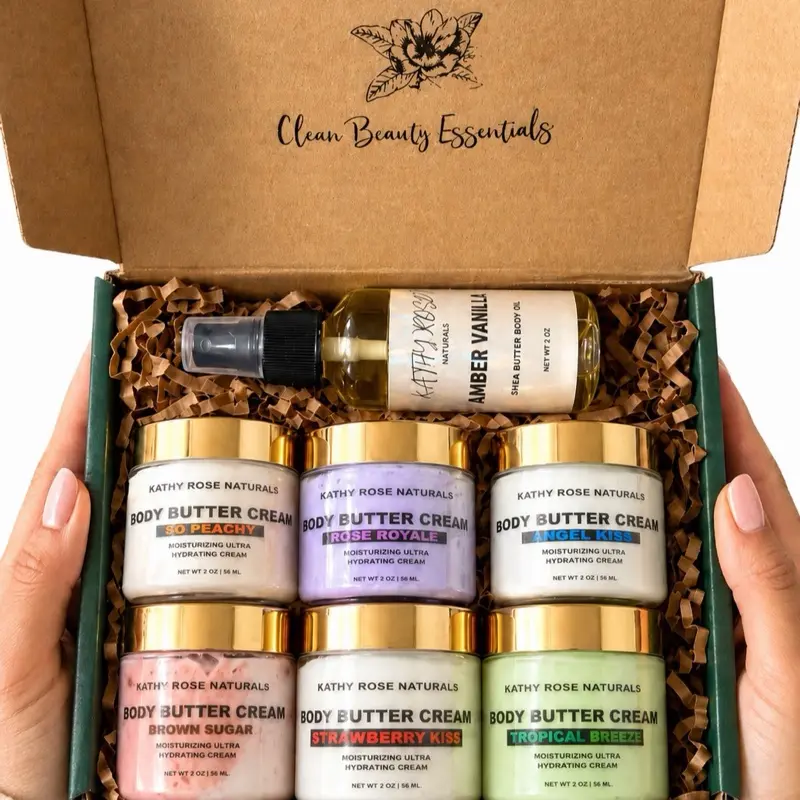 Luxury Body Butter Cream Set - Ultra Hydrating Creams in Amber Vanilla, Rose Royale, & More - Clean Beauty Essentials