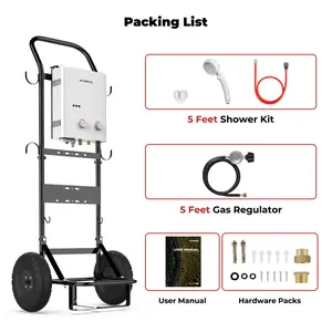 Portable Water Heater Dolly Cart with All-Terrain Wheels – Heavy Duty Hand Truck for Camping, RV & Outdoor Hot Water Station, Propane Tank Holder, Water Boiler