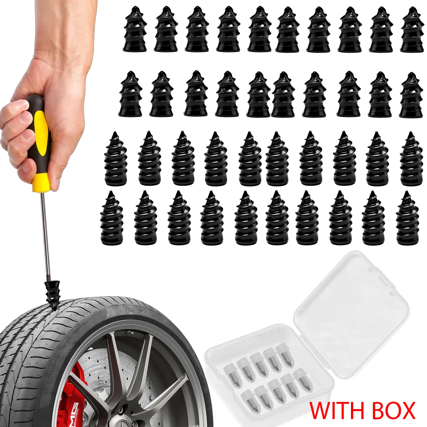 20/40PCS Tire Plug Kit ,Rubber Flat Tire Repair Kit for Fast Repair of Tire Punctures,Durable Car Tire Repair Kit Self-Service Repair Nails for Car Motorcycle Truck Vehicle