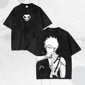 Bleach Anime Lover Washed T-shirt Year round clothing personality Clothes Plus Size Unisex New Model1 Couples soft high quality