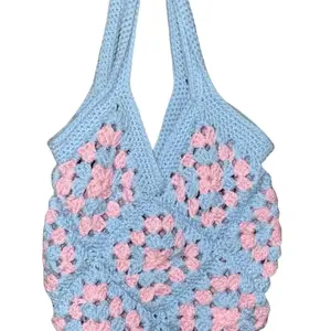 The Cozy Tote - Handcrafted Crochet Tote Bag with Pink Floral Accents for Everyday Use & Versatile Outings