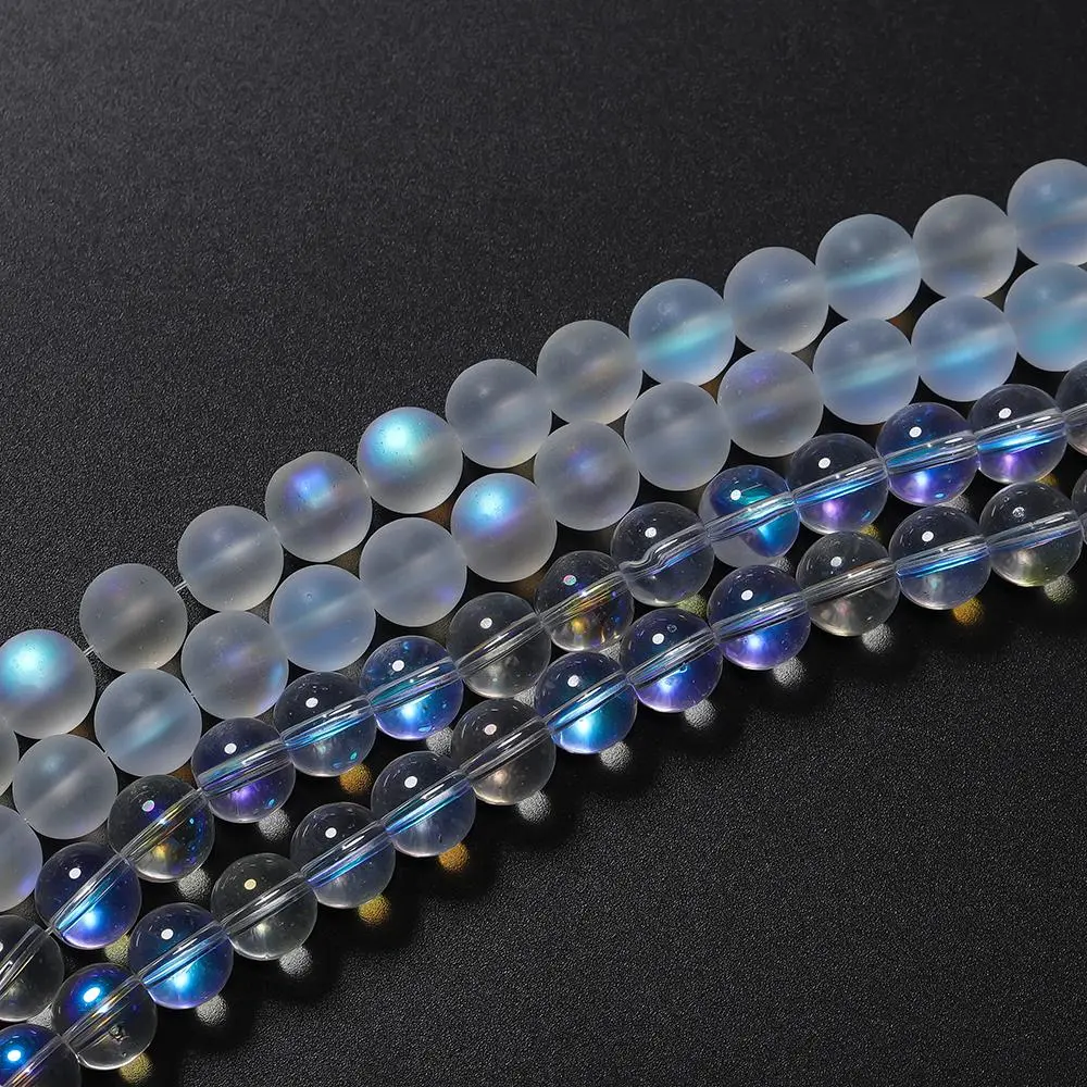 20/50pcs 8/10mm Frosted White Glass Beads Transparent AB Color Spacer Loose Bead for Bracelet Necklace Jewelry Making Supplies