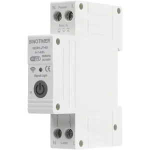 WCB1 Smart WiFi Switch Timer 1P 18mm 63A Circuit Breaker Relay DIN Rail Smart Energy Monitor Meter, Remote Control by Tuya APP, Over or Under Voltage Protector Relay Switch for Household Appliances
