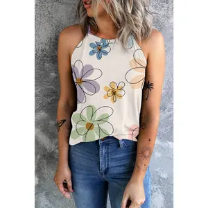 Printed Round Neck Tank Womenswear Basic