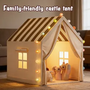 Indoor Striped Castle Fort, Colorful Play Tent for Kids' Imaginative Play, Cozy Reading Nook, Perfect for Creative Fun at Home, Indoor Playhouse, Washable Playhouse