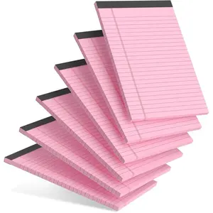 6 Count Small Note Pad 5x8 College Ruled Paper Notepads 6 Pack for Study and Writing with Black Edges