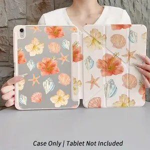 Stylish Flower Shell Print iPad Case With Pen Holder Y Stand For 10th 11th Gen Air Pro Mini 6 7 8.3 Inch 2026 11 13 Inch Pro M4 13 Inch Air 2024 Spring Easter Gift Idea