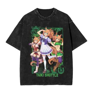 valentine shirts Washed T Shirts Uma Musume Copano Rickey Hip Hop 13Vintage T-Shirt Oversize  Streetwear Cotton Printed Top Tee Shirt for Men Women