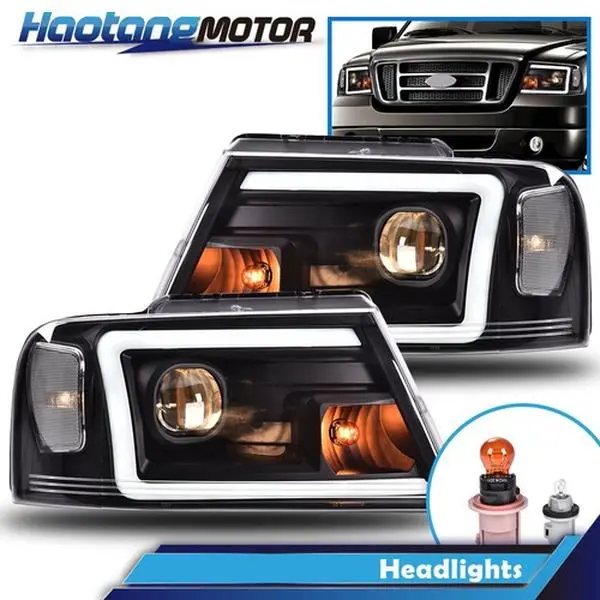 CROSSDESIGN LED Front Headlights with DRL, Chrome Housing Projector Car Lights Replacement for 2004-2008 F-150 Pickup Trucks, Front Lights