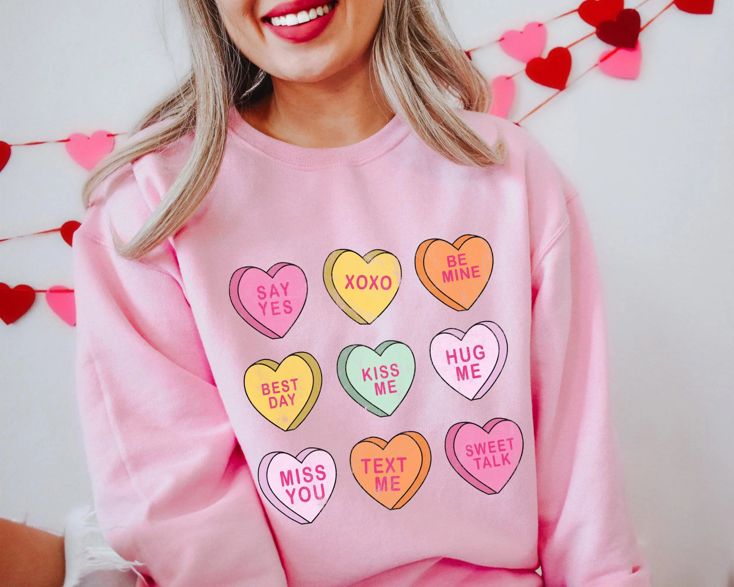 Retro Conversation Hearts Sweatshirt, Valentine Sweatshirt, Valentine's Day Crewneck, Womens Retro Valentine Shirts, Candy Hearts Sweater