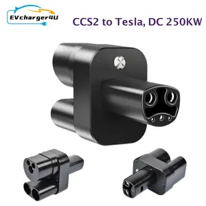 Everything Is Solar CCS2 to Tesla Adapter Converter 250Amp 1000V 250KW for Model S/3/X/Y CCS COMBO 2 EV Charging Converter Adapter