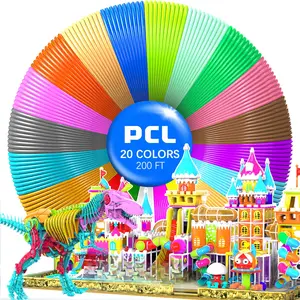 3D Printing Pen PCL Filament Refills 1.75mm, Pack of 20 Colors, Low Melting Temp of 70?, High-Precision Diameter,  Non-Clogging(200 FT)(not Included 3D Pen)