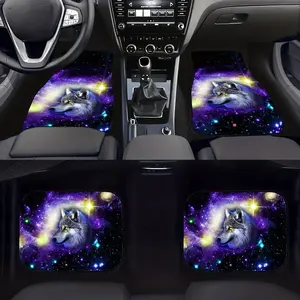 4pcs Star & Wolf Paw Pattern Car Floor Mats, Universal All-Weather Car Mats, Suitable for Suvs, Trucks, and Cars, Perfect Gift, Car Accessories