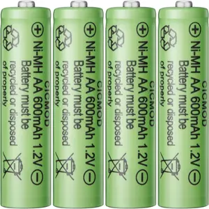 Rechargeable AA Batteries 1.2V Ni-MH 600mAh Double A Battery for Outdoor Garden Solar Lights 4 Pack