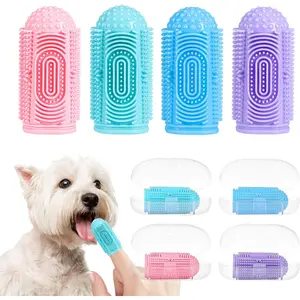 Dog Toothbrush Dog Tooth Brushing Kit Dog Finger Toothbrush for Dog Teeth Cleaning&Dog Dental Care,Cat Toothbrush Dog Tooth Brush Puppy Toothbrush (Blue Green Pink Purple(4-Pack))