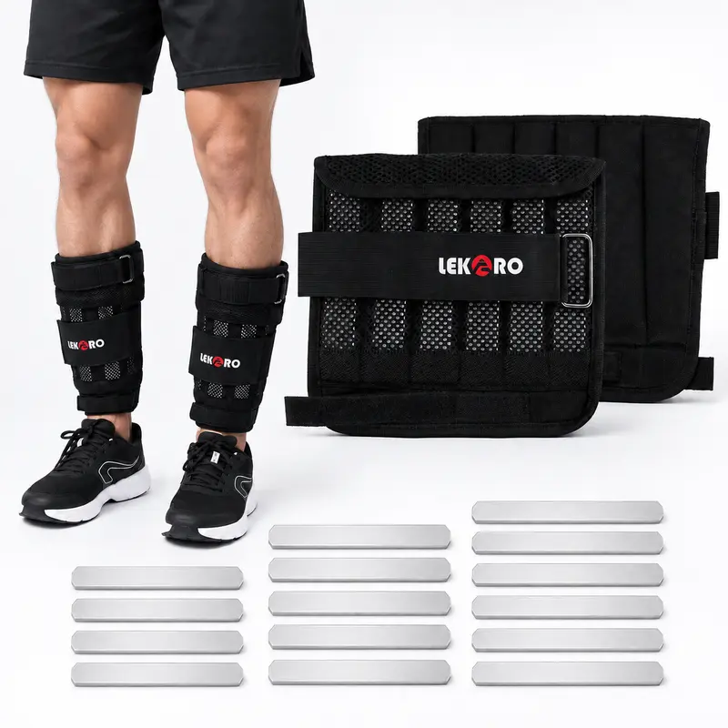 LEKARO Adjustable Removable Wrist & Ankle Weights (1 Pair, 6.6lbs Total, 3.3lbs Each) - Moisture-Resistant Home Workout Gear, Portable Strength Training Equipment, Adjustable Weights Plates for Gym Workout Muscle Exercise