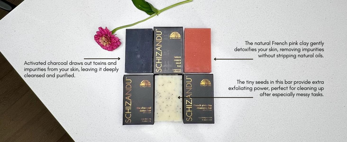 Lemon Poppy Seed Bar Soap, Organic Herbal Skin Cleanser Detox with Essential Oils