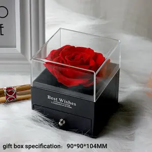 Red rose Gift Box with Heart Shaped Necklace ,Creative DIY Preserved Rose for her , Girl Friend Mom Women,100 languages I Love You Necklace for birthday Christmas Valentine’s Day, Anniversary,Romantic Gift for Mother’s Day