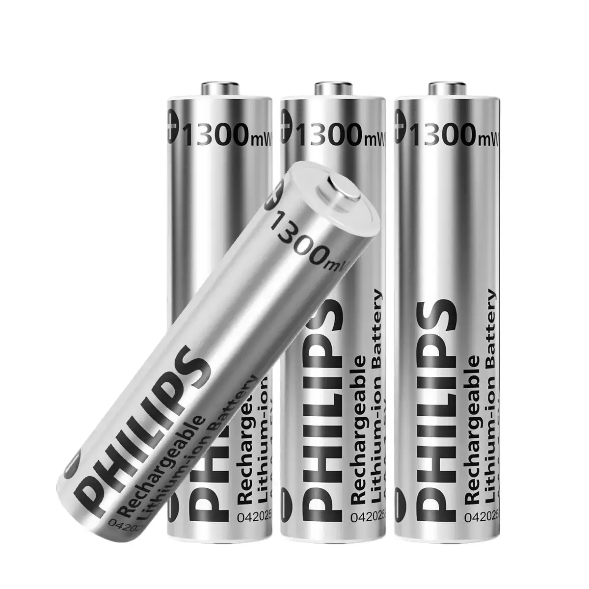 Philips 4-Pack AAA Lithium Rechargeable Batteries, 1300mWh 1.5V, Portable for Electronic Devices, 1200+ Cycles Long Cycle Life, Long-Lasting Universal Battery Accessory