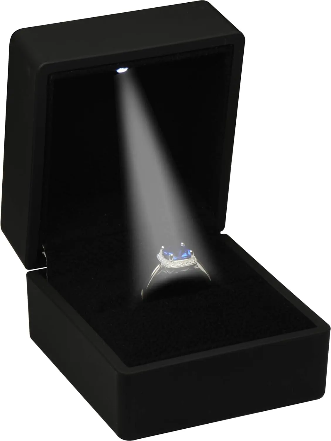 The Jewellery Pak LED Black Ring Box for Proposal Gift Box Organiser Plastic