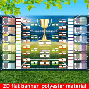 2D Flat Banner Polyester Photography Backdrop, HD Digitally Printed Football Tournament Bracket Design Background Cloth, Soft Lightweight Foldable Machine Washable Photo Booth Prop for Soccer Game Day Celebration, Sports Party Dec