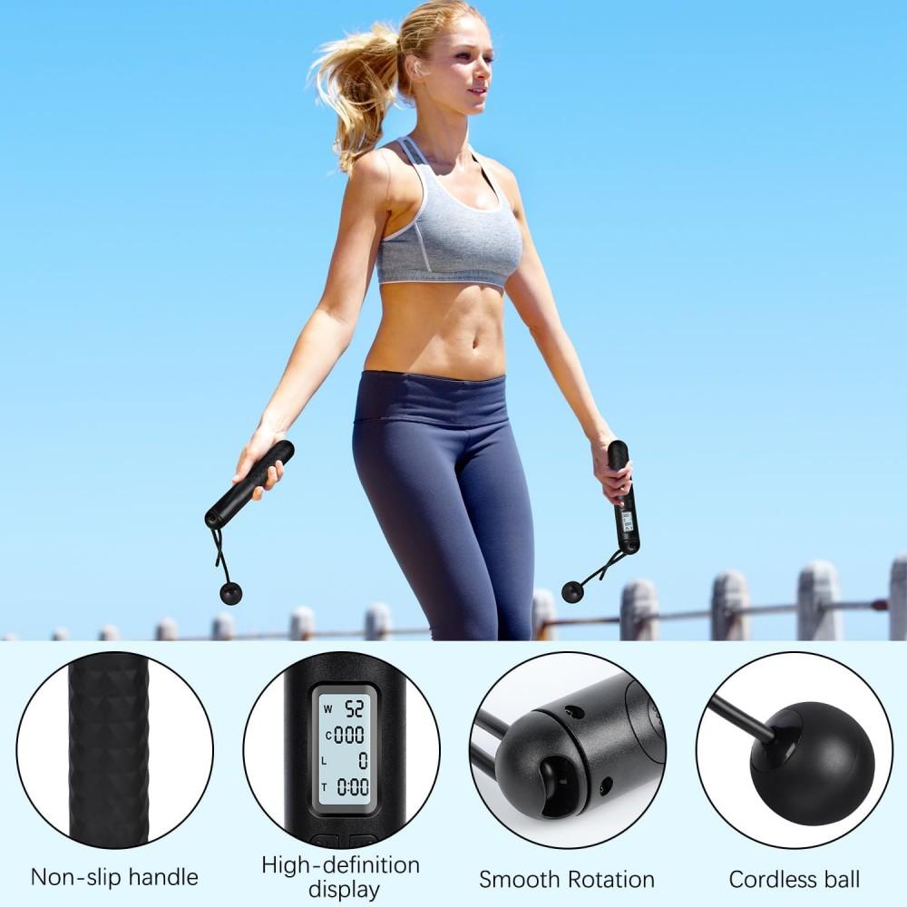 Small Room Optimized Skipping Rope, LCD Activity Tracker Cordless Weighted Design for Minimal Indoor Noise