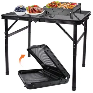 Tiagowell Lightweight Folding Grill Table with Mesh Desktop, Black
