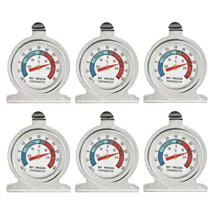 6 Pack Refrigerator Thermometer, 30-30°C/20-80°F, Classic Fridge Thermometer Large Dial with Red Indicator Thermometer for Freezer Refrigerator Cooler