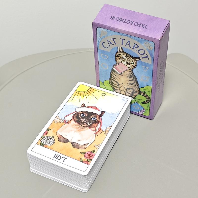 Cat Tarot Russian Language 10.3*6cm 78 Pcs Cat-themed Tarot Cards Combine Authenticity with A Feline Sense of Humor