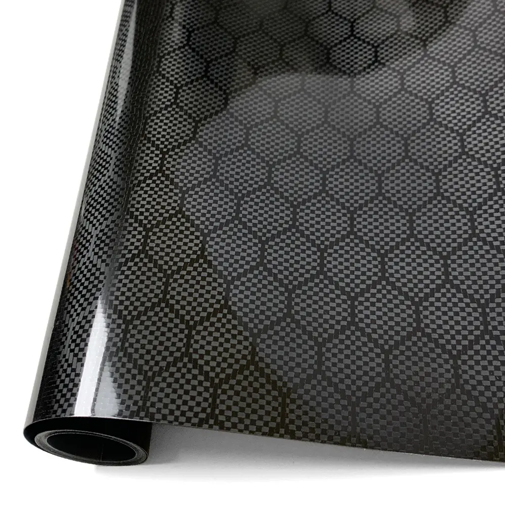 1ft x 5ft PET Honeycomb Carbon Fiber Gloss Black Vinyl Wrap Auto Car Sticker Decal Film Sheet Like Paint Bubble Free Air Release Technology