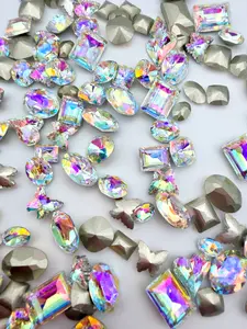 Mixed AB Foiled Pointed Back Crystal Glass Rhinestones for Nails and DIY