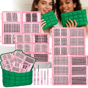 Manga C Curl Wet Look Lashes Extension Kit, Eyelash Clusters with Bond&Seal & Tweezers & Remover, Fairy Lash Clusters Kit, DIY Spider Eyelash Extensions Kit, Lashes Cluster, Individual Lashes, Cosmetic, Wispy Eyelash Clusters