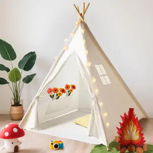 Kids Teepee Tent with Starry Lights, Ground Mat and Pockets, Teepee Tent for Kids Indoor and Outdoor Use, Foldable Play Tents for Boys, Girls, Washable Toddler Playhouse for Birthdays, Christmas, TikTokShopHolidayHaul